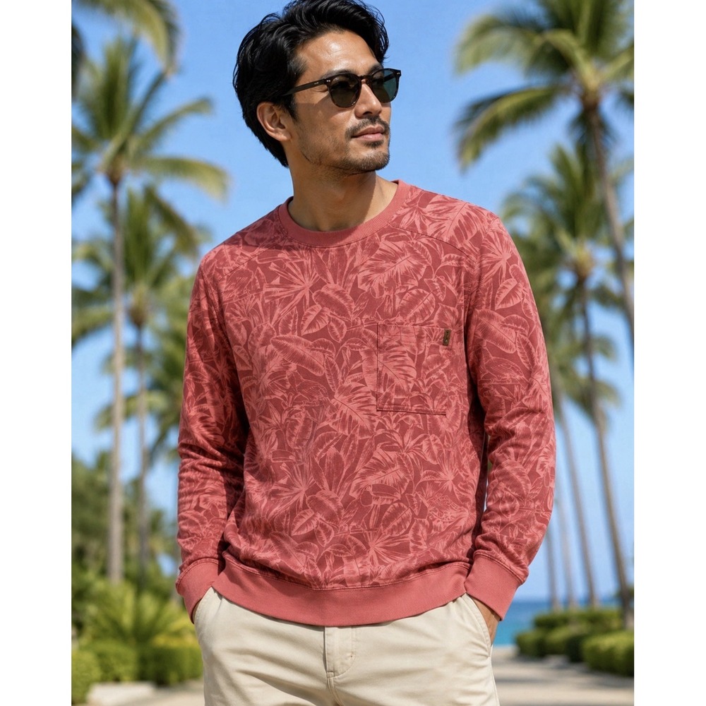 Tommy Bahama Ben & Terry Twilight Palms Crew Sweatshirt Pullover Men's Small NWT
